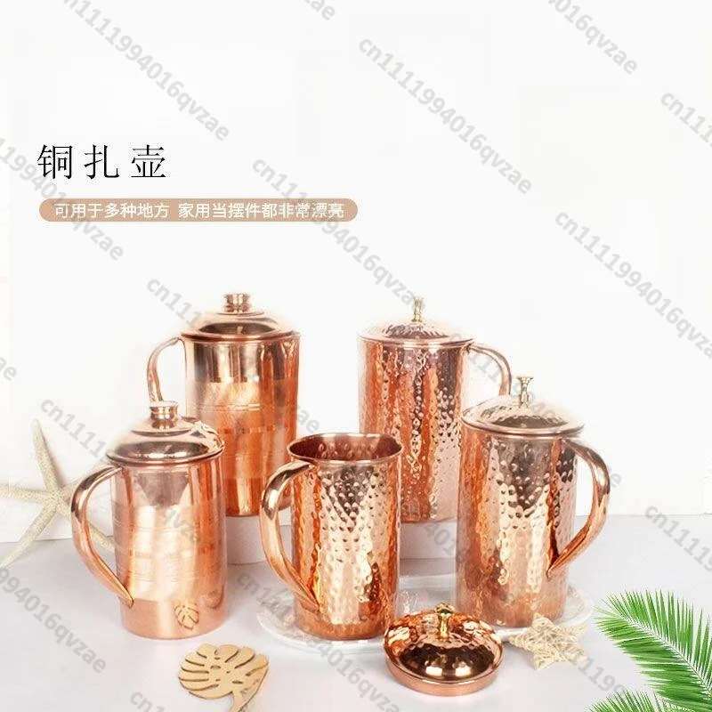 Pure copper handmade hammer print stripes South East Asia style home restaurant cool kettle large capacity