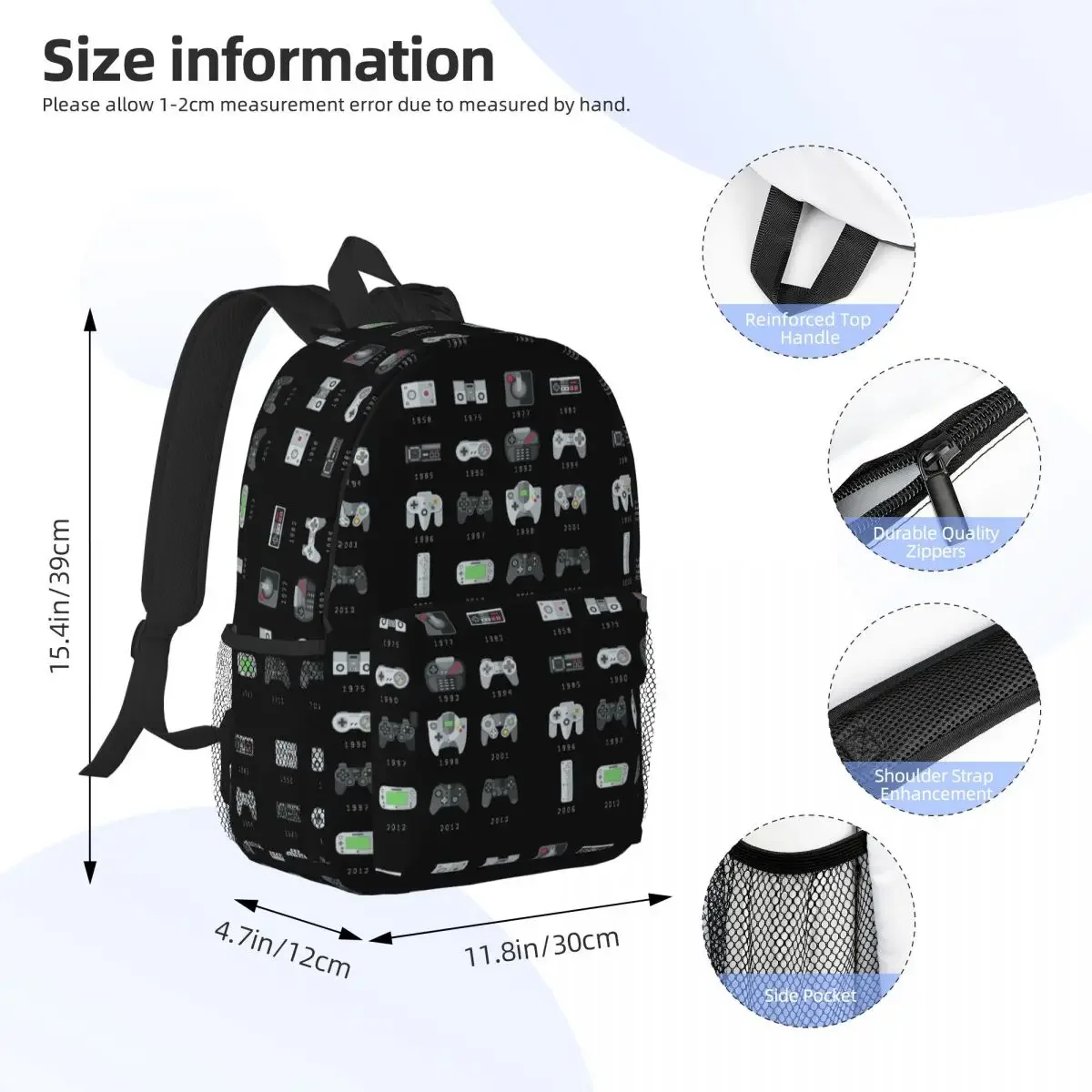 Geek Gaming Controllers Backpacks Teenager Bookbag Casual Students School Bags Laptop Rucksack Shoulder Bag Large Capacity