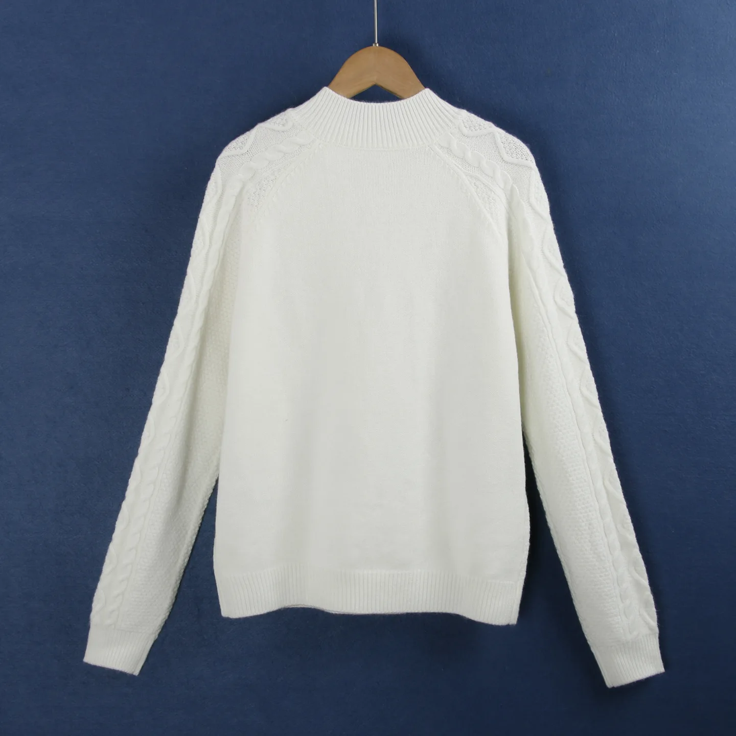 Suéter de Punto Trenzado, Cuello Alto, Ropa Interior, Blanco Puro, Adeazante, Otoño Invierno, Fibra de Polida, Suéter de...