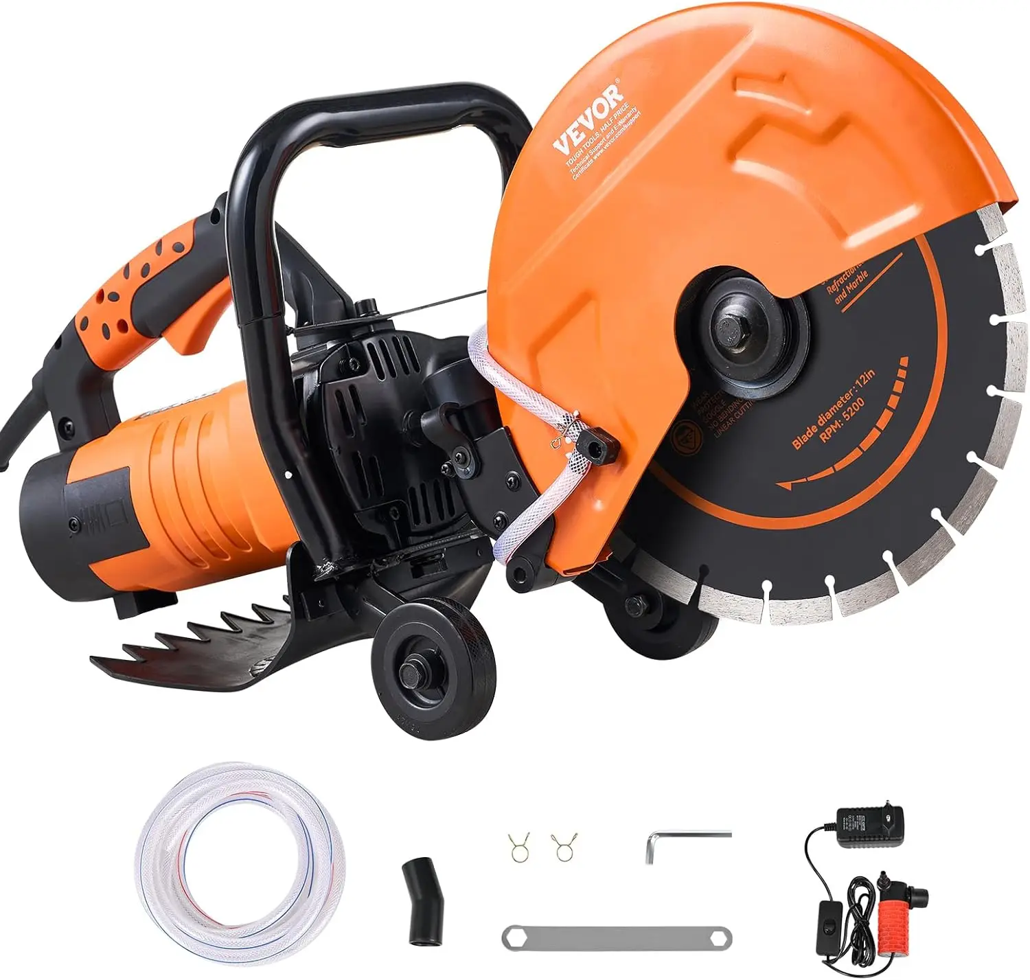 Saw, 12 in, 1800 W 15 A Motor Circular Saw Cutter with Max. 4.5 in Adjustable Cutting Depth, Wet Disk Sa