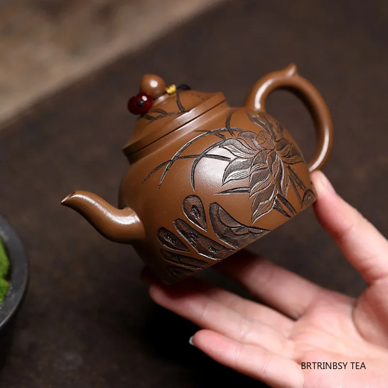 

Tradition Yixing Purple Clay Teapot Beauty Tea Infuser Kettle Chinese Handmade Lotus Tea Pot Household Zisha Tea Set Gifts 180ml