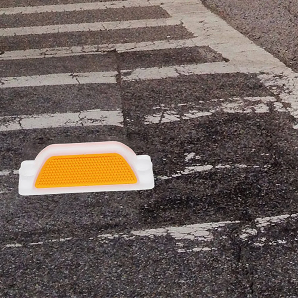 6Pcs Rectangular Road Contour Reflectors Driveway Pavement Markers Reflective Safety Road Guidance Markers Warning Signs