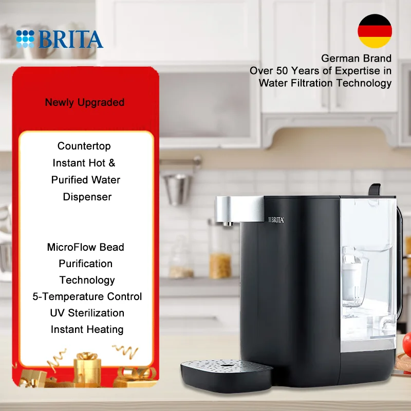 Диспенсер для воды BRITA TRIO Настольный диспенсер для мгновенной горячей очищенной воды Фильтр MAXTRA Многоступенчатая фильтрация УФ-стерилизация Диспенсер для воды BRITA TRIO Настольный диспенсер для мгновенной горячей очищенной воды Фильтр MAXTRA Многоступенчатая фильтрация УФ-стерилизация