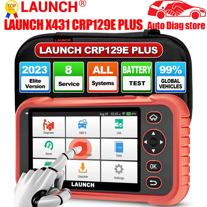 

LAUNCH X431 CRP129E PLUS Car Diagnostic Tools Full Systems SAS OIL Brake DPF 8 Services OBD2 Scanner 2 Years Free Update