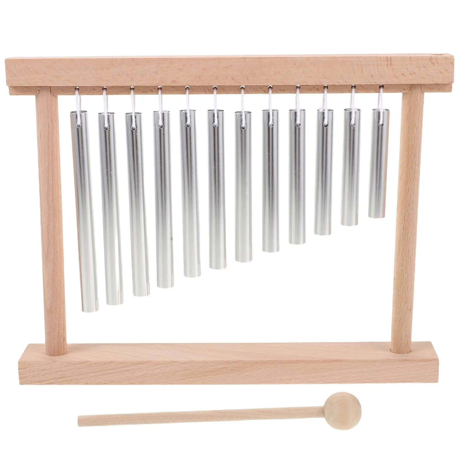 12-Note Mini Chime Bells Musical Instrument Desktop Tabletop Wind Chime Bar Percussion Stand Relaxing Meditation Garden
