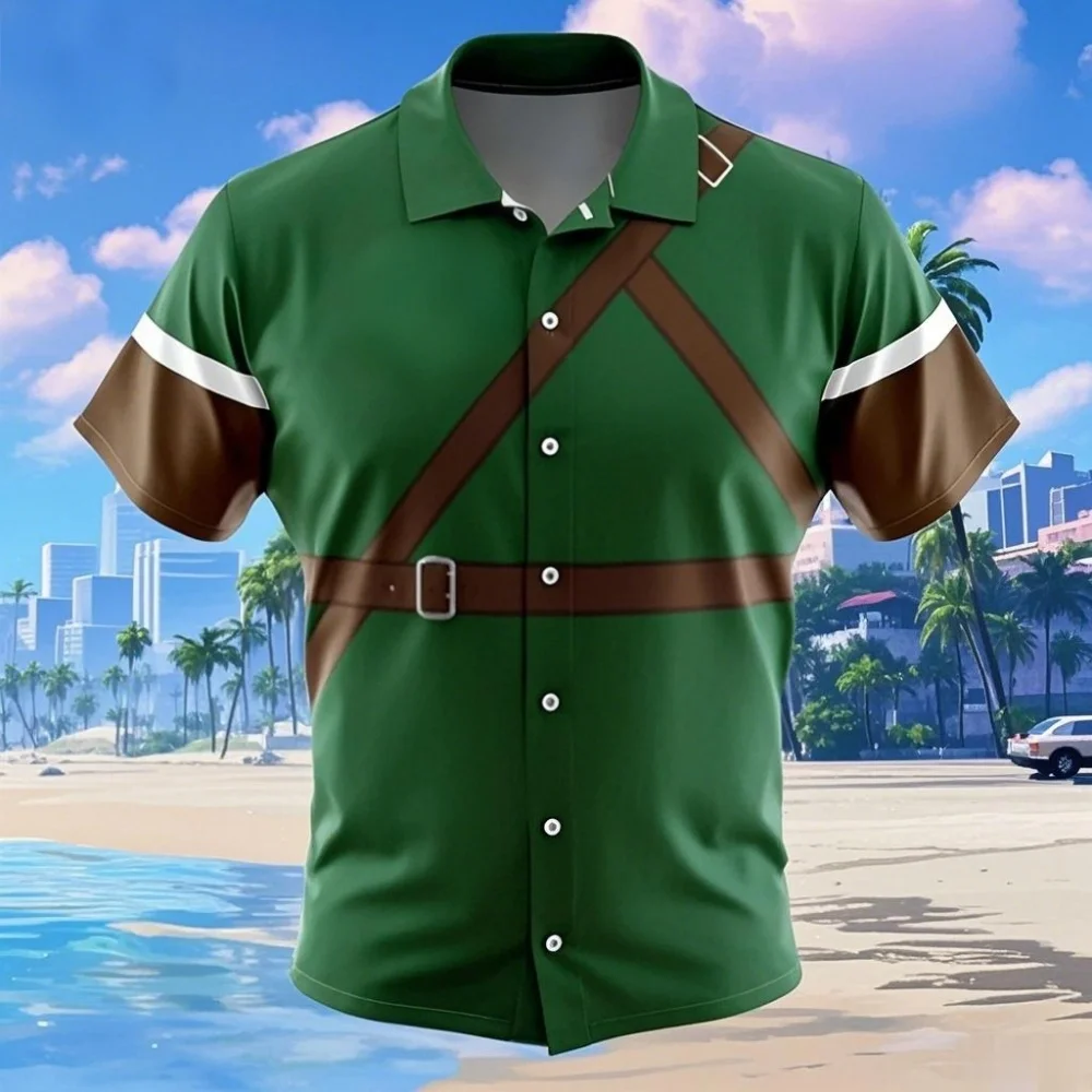 Green Warriors Mighty Morphin PowerRangers 부통 셔츠 하와이안 올 매치 스포츠 캐주얼 여름 남성