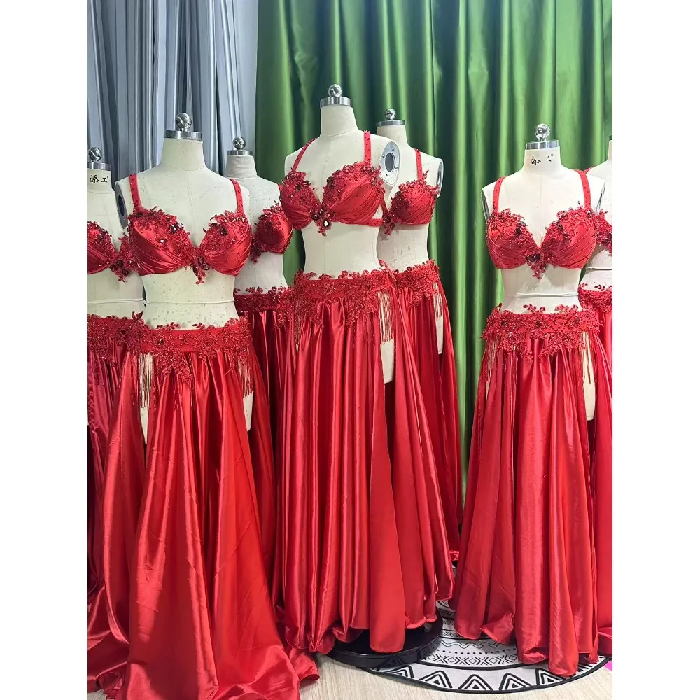 Customized Eastern Bellydance Dress Indian Clothes Women Belly Dancing Bra and Skirt Set Oriental Dance Costume Group Stage Wear
