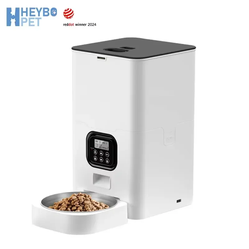 6L Ultra-large Capacity ABS Materials Stainless Steel Bowl Button And Wifi Optional Automatic Feeder For Cats