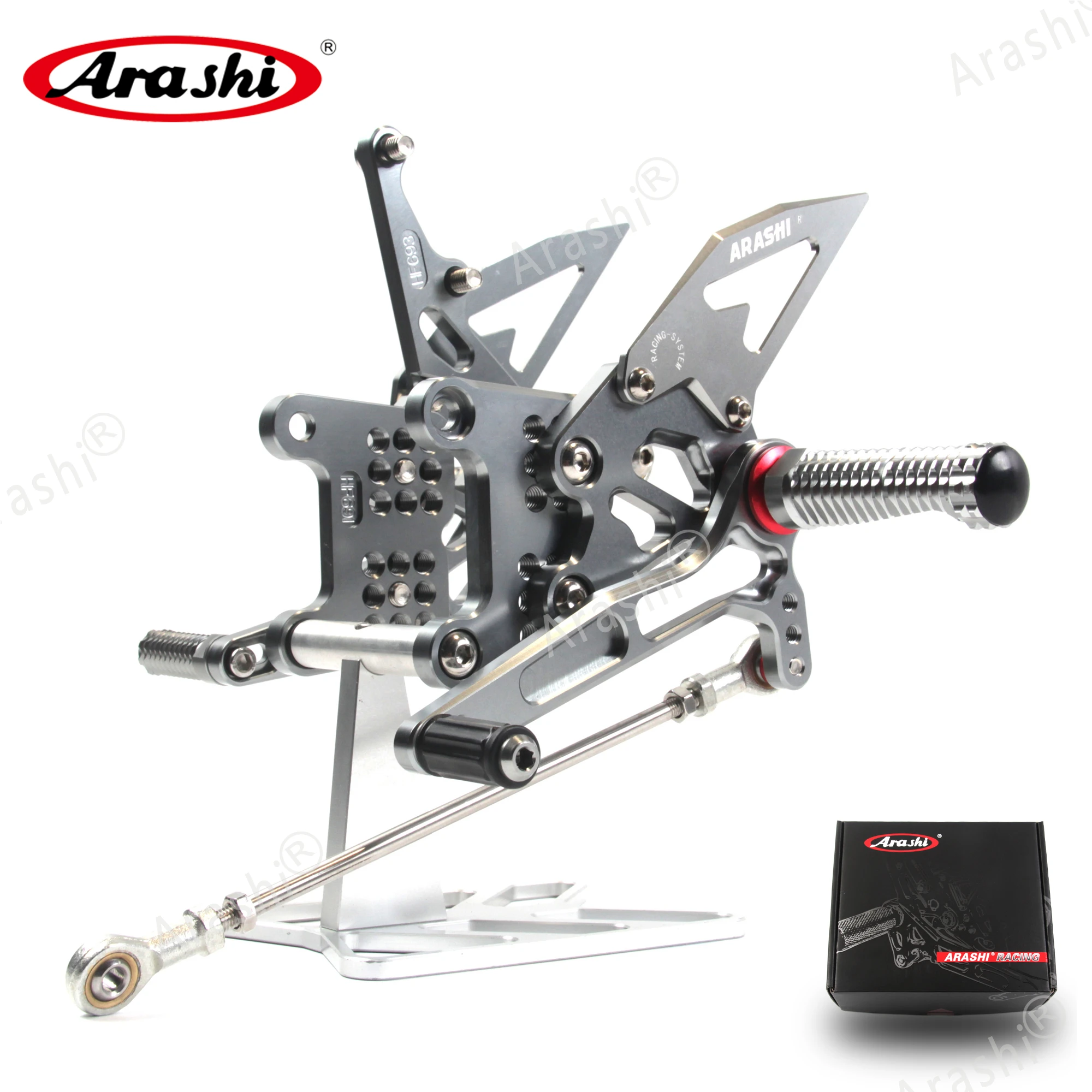 Arashi 1 Set CNC Adjustable Footrests For Speed Triple 1050 / R 2005 - 2010 Rider Foot Pegs Rearset Foot Rest Motorcycle