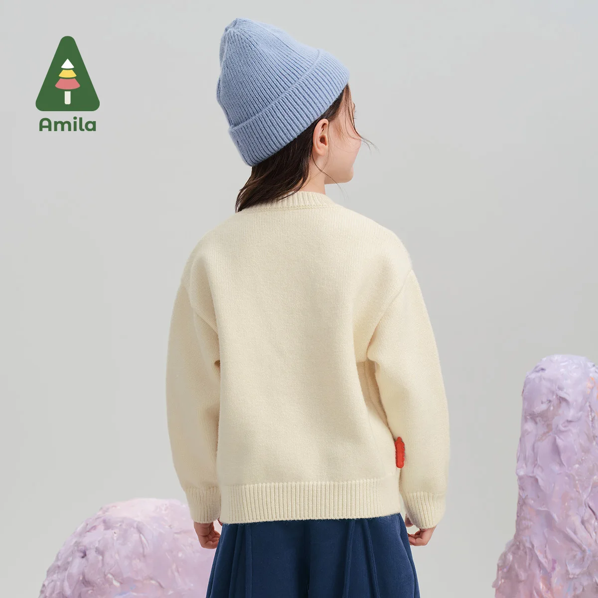 Amila Baby Sweater 2024 New Winter New Design For Girls Soft And Warm Round Neck Delicate Light And Fluffy Children\'s Pullover