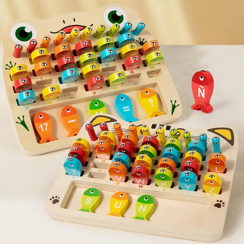 Jogo de pesca de motor fino letras cognição brinquedo pré-escolar alfabeto criativo peixe captura jogos de contagem com números para cedo