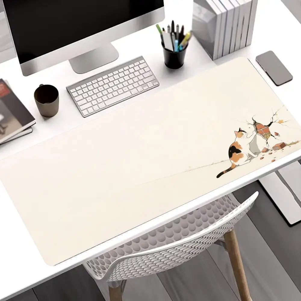 

Cat chiseling a wall Mouse Pad Large Gaming Non-slip Seamed Edge Table Cushion Desk Accessory Laptop Tablet Mat Mini PC Playmat
