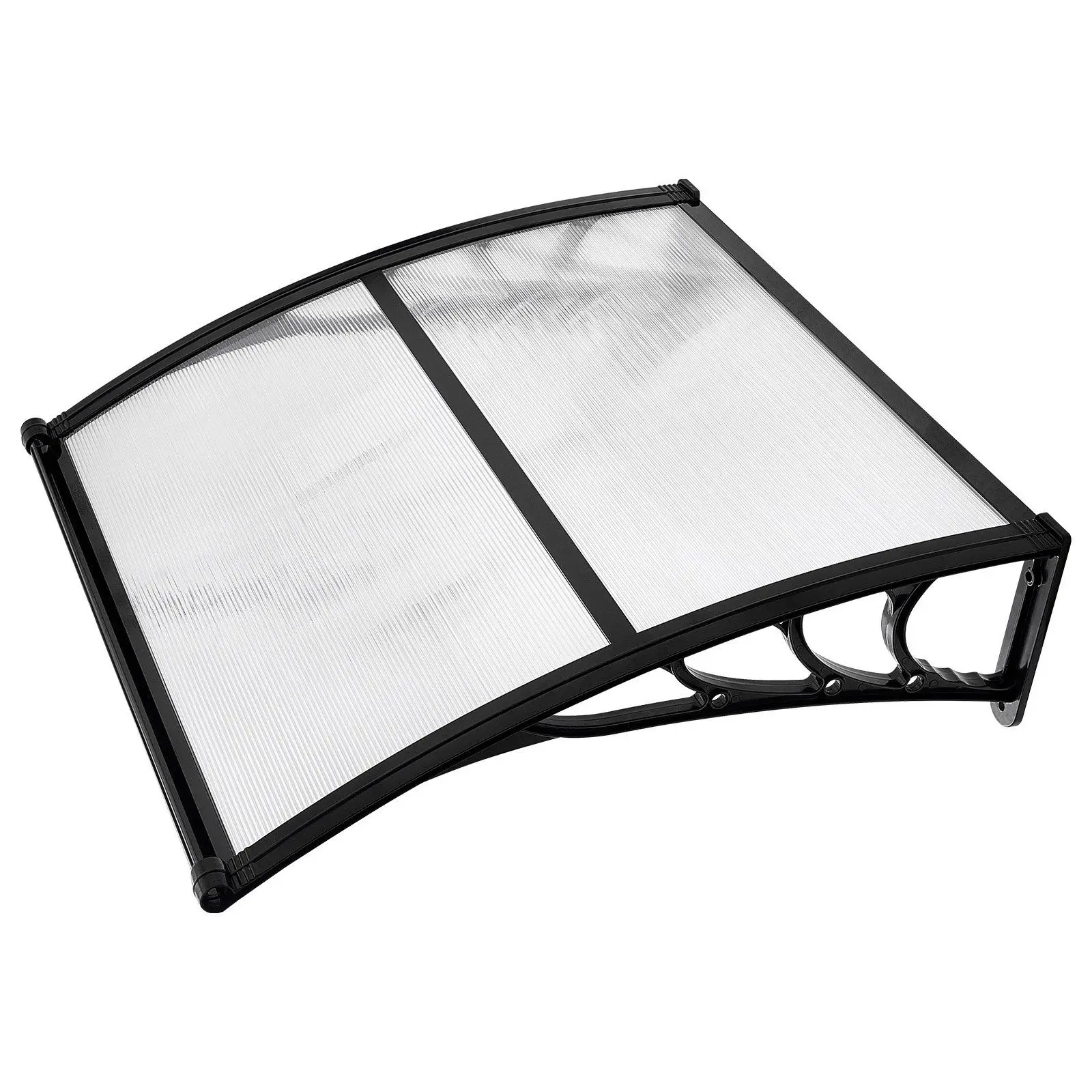 

38 x 40 in Clear Polycarbonate Door Awning with Drainage ABS Bracket Rain Snow Sun Protection for Porch Patio