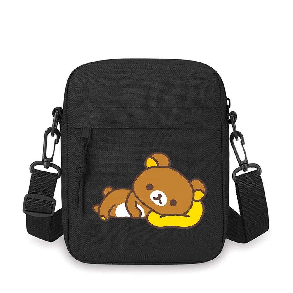 

Brown bear sleeping on yellow cushion Men Crossbody Bag Single Shoulder Women Cartoon Anime Film Printing Design Unisex