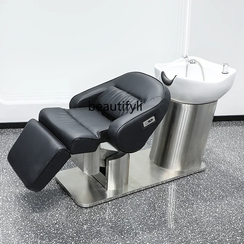 

smt03 Japanese Style Simple Half Lying Shampoo Chair for Hair Salon Barber Shop Sitting Flushing Bed Hairdressing Massage Couch