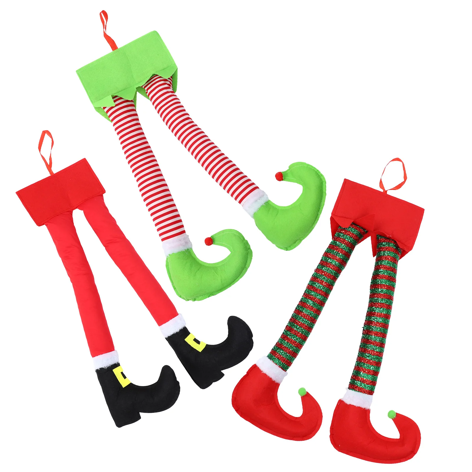 

3Pcs Christmas Elf Legs Stuffed Ornaments Vibrant Colors Playful Design for Xmas Tree Car Trunk Windows Doors Shelves Holiday