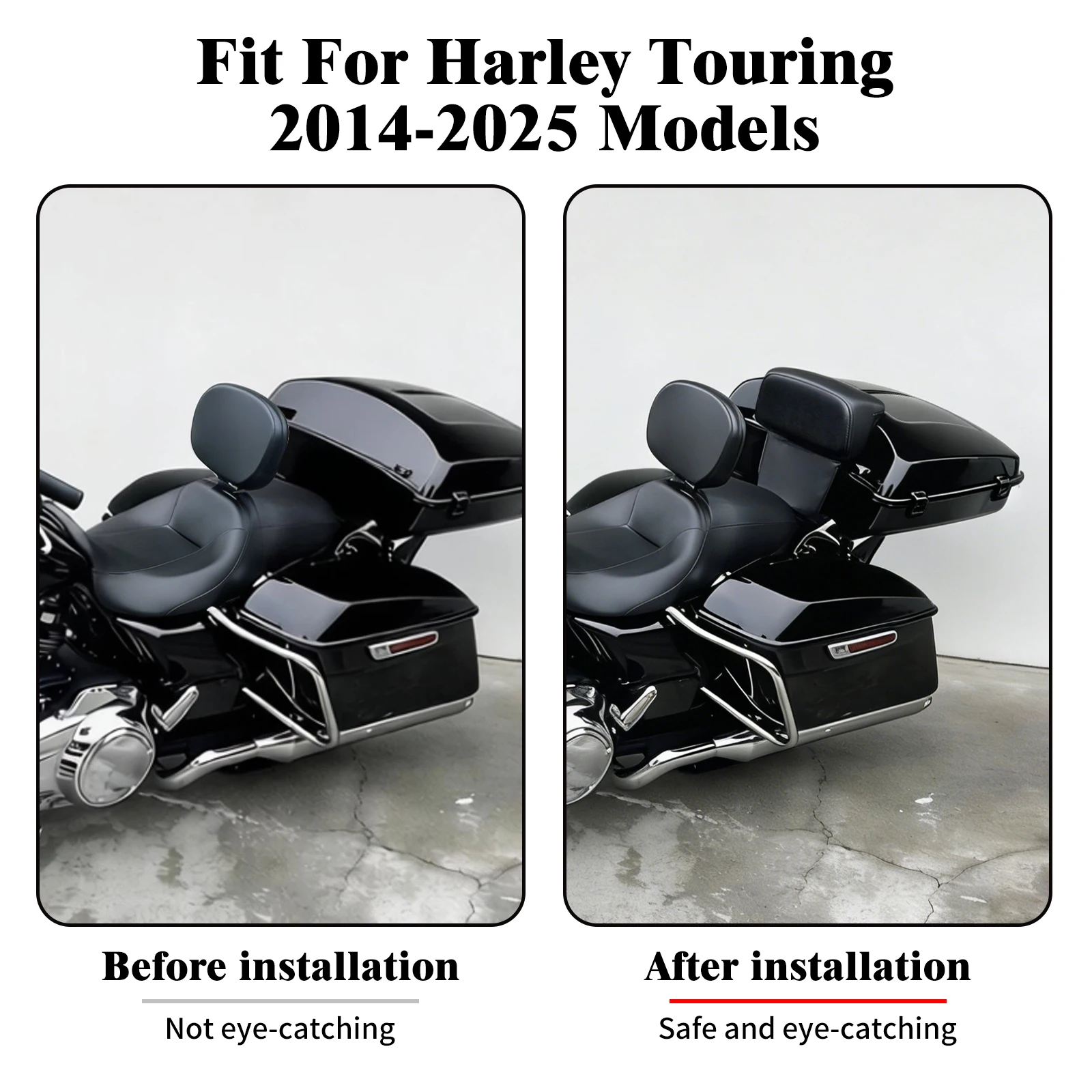 Motorcycle Chopped Razor Tour Pack Backrest Pad For Harley Touring Road Street Electra Glide Road King 2014-25 Trunk Cushion Pad
