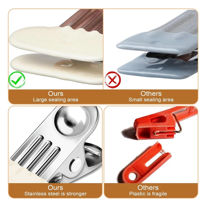 Top-12 Pack Chip Bag Clips For Food Storage, Food Clips Bread, Stainless Steel Chip Clips , Clips For Kitchen And Office