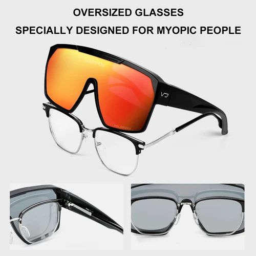 Imagen 2 del producto Vozapow gafas de ciclismo polarizadas protección UV400 sobre gafas de sol para pesca conducción senderismo gafas bicicleta ciclismo gafas