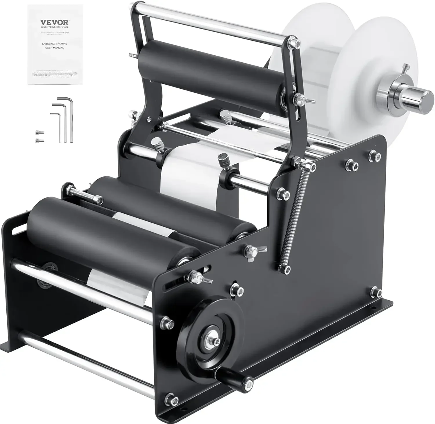 

Manual Round Labeling Machine, 15-20pcs/min, Bottle Label Applicator for Round Bottles, Adjustable Manual Round Bottle Labeler
