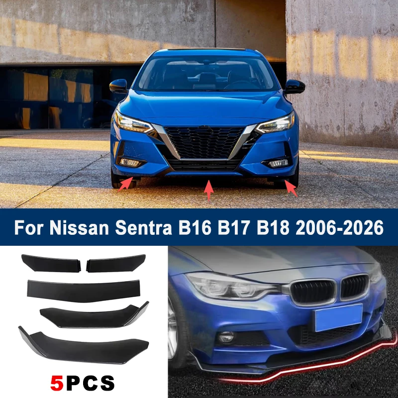 

Adjustable 5Pcs Sectional Front Spoiler Lip For Nissan Sentra B16 B17 B18 2006-2026 Front Bumper Splitter Sport Body Kit
