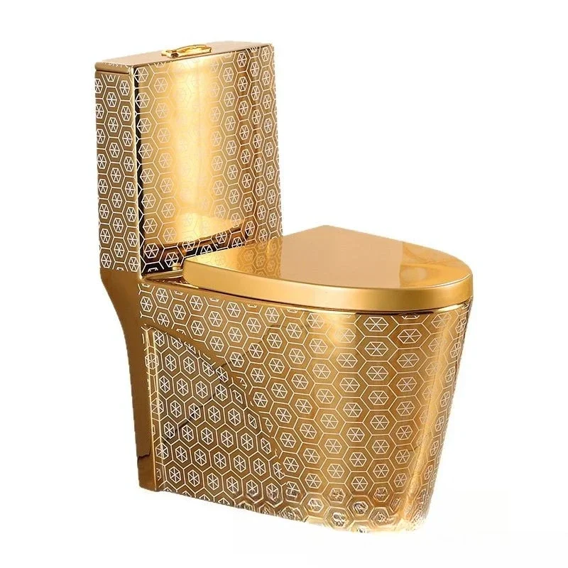 Electroplated gold toilet, ceramic outlet horizontal row strong row local tyrant gold toilet, gold washstand column basin