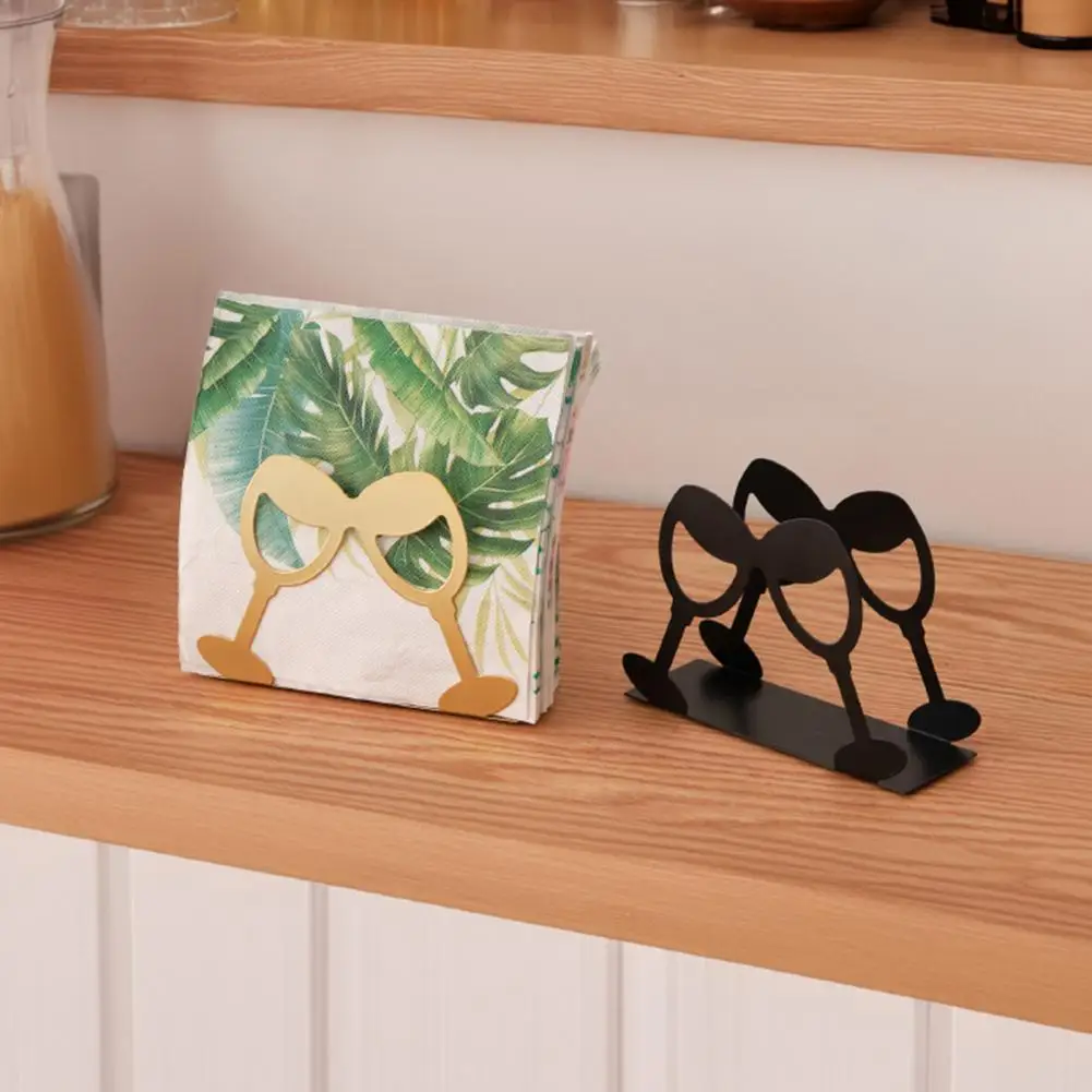 

Modern Standing Napkin Holder for Table Metal Napkin Dispenser with Tableware/Wine Glass Design for Kitchen Dining Room Restaura