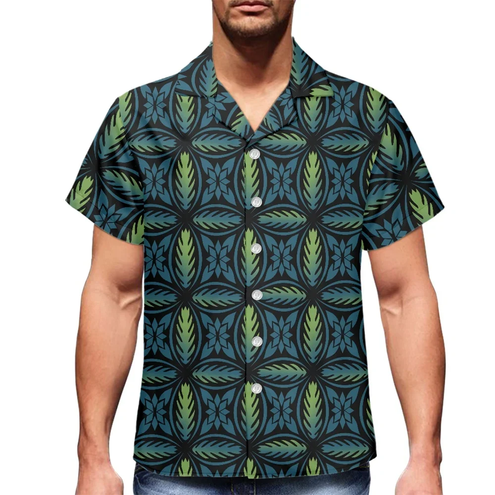 Casual Button Down Aloha Shirts for Men Polynesian Samoan Tirbal Clothing Red Tapa Masi Cloth Print Custom Hawaiian Shirt