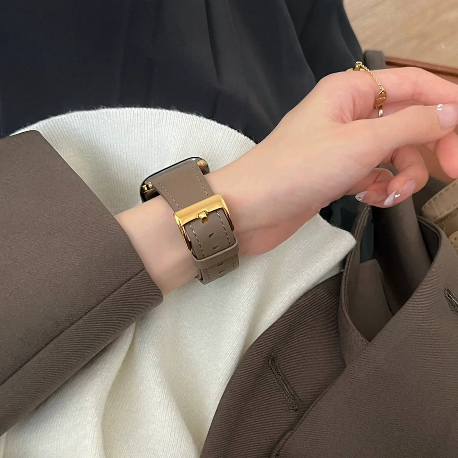 حلقة جلدية لساعة أبل للنساء الرياضة كوريا 38 مللي متر 40 مللي متر 41 مللي متر 42 مللي متر 44 مللي متر 45 مللي متر 46 مللي متر 49 مللي متر ، حزام ل IWatch #3