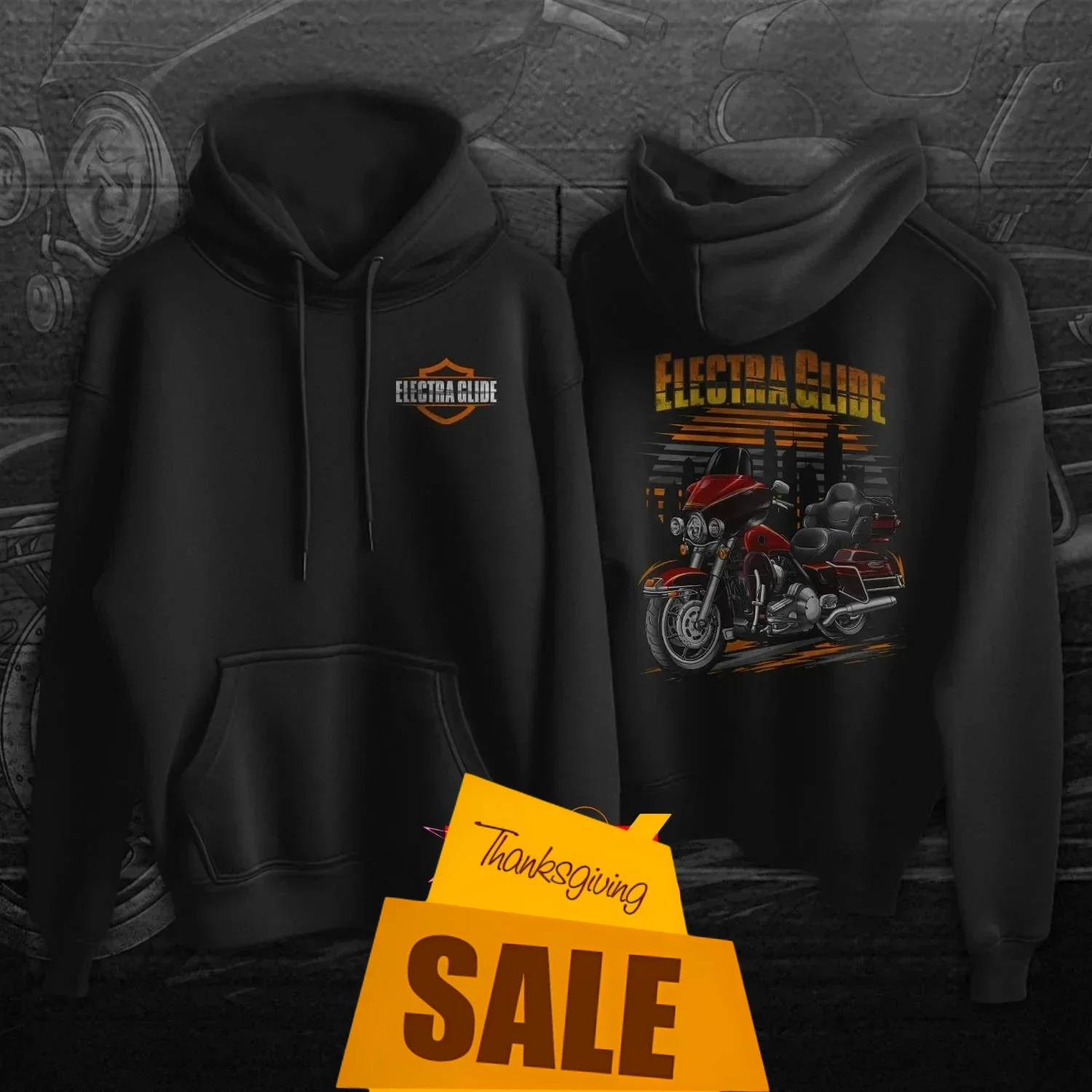 Retro 89-95 Models H-D FLHTCUI Electra Glide Ultra Classic Motorcycle Pullover Hoodie 100% Cotton Casual Mens Rider Sweatshirts