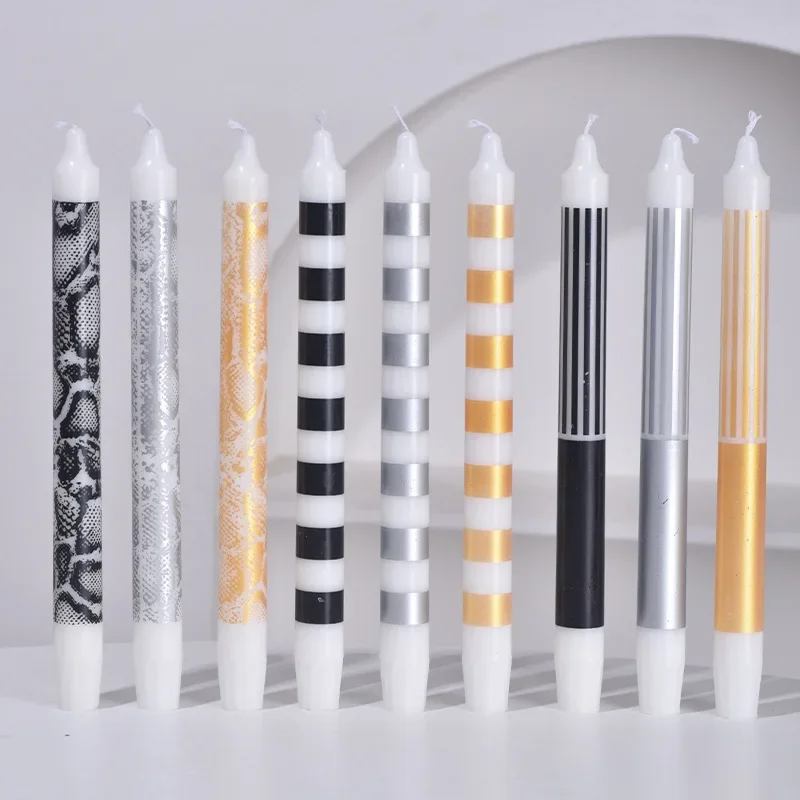 

25CM Smoke-free Wedding Party Candles Gold and Silver Birthday Candles Home Decoration Candle M