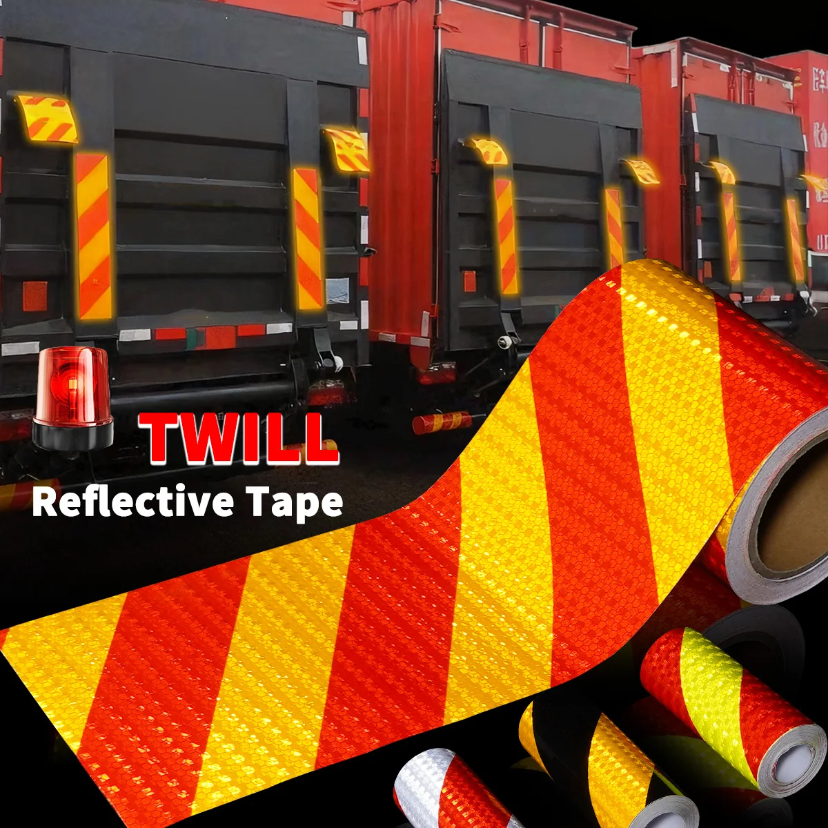 Reflective Adhesive Tape Twill Warning Strips Sticker for Car Bumper Truck - Visibility Enhancement Accessory