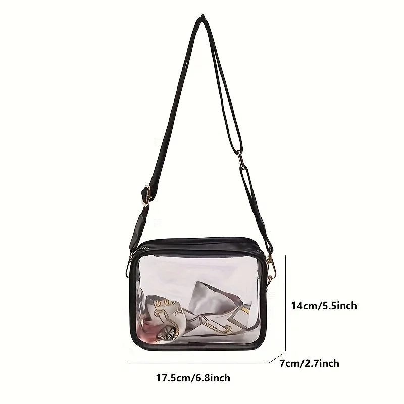 Transparent Crossbody Bag, Mini Clear Jelly Square Purse, Trendy Stadium Approved Shoulder Bag For Travel Beach, Sports Events