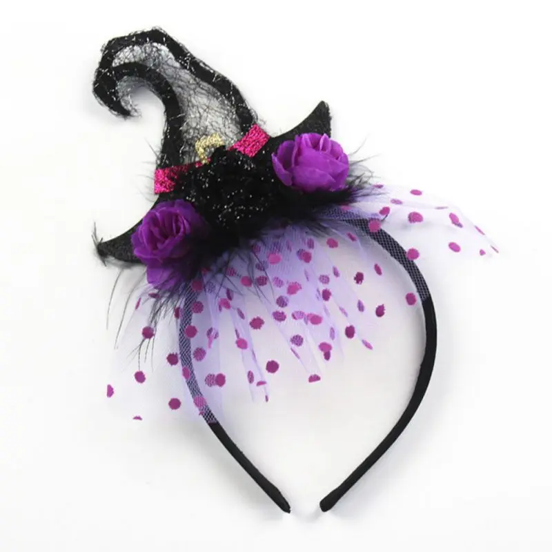 Witch Hat Headband, Halloween Dress Up Hairband Spider Web Witch Hair Accesory for Halloween Christmas