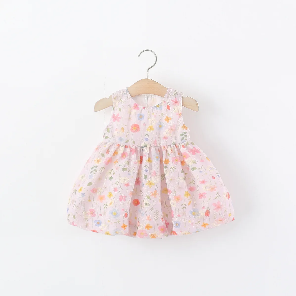 Summer Embroidery Bow Sleeveless Dress for Baby Girl 0-4 Years Old Sweet Floral Princess Formal Dresses Girls Garden Party