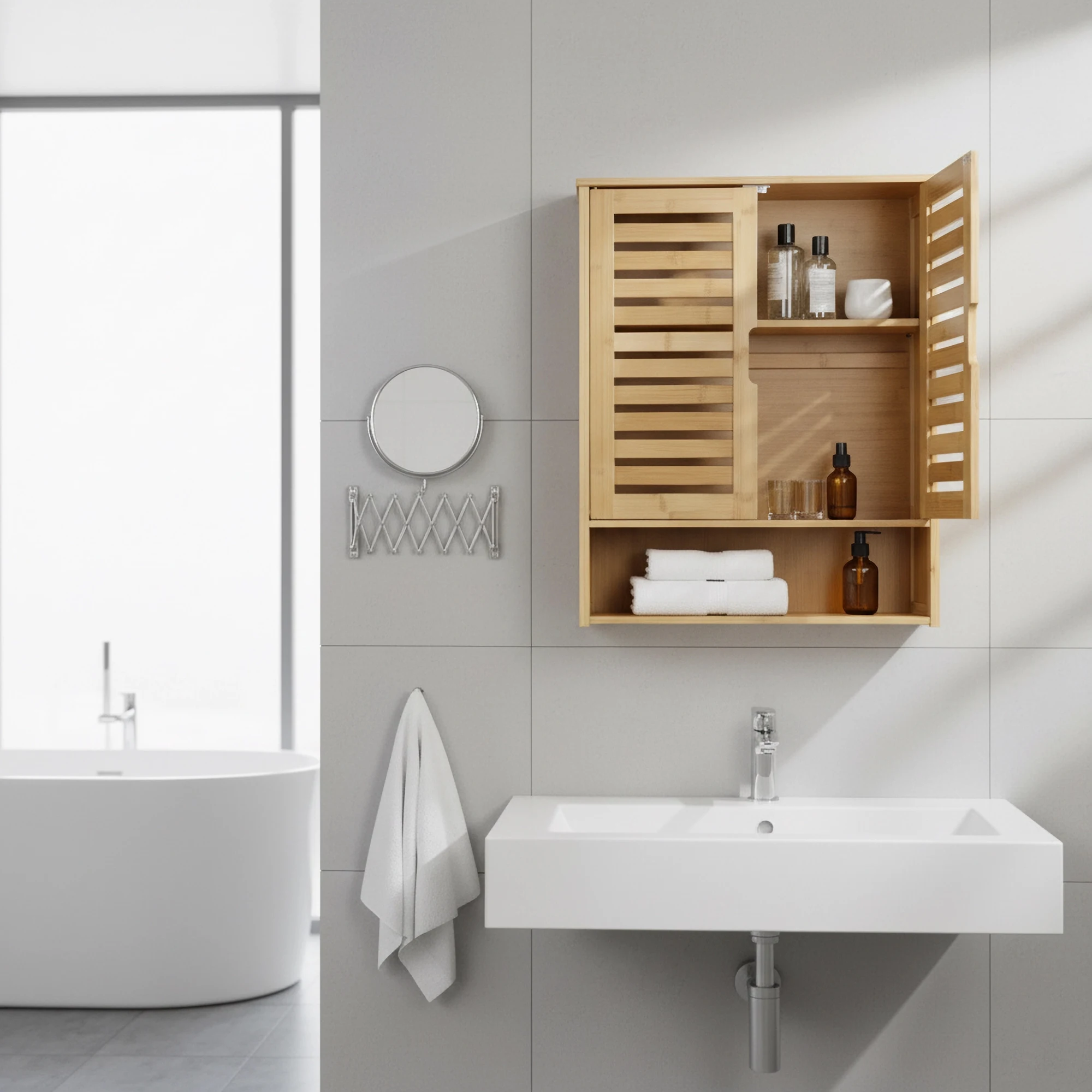 Adjustable Bathroom Cabinet Wall Mounted Over-The-Toilet Storage Organizer Space Saver Medicine