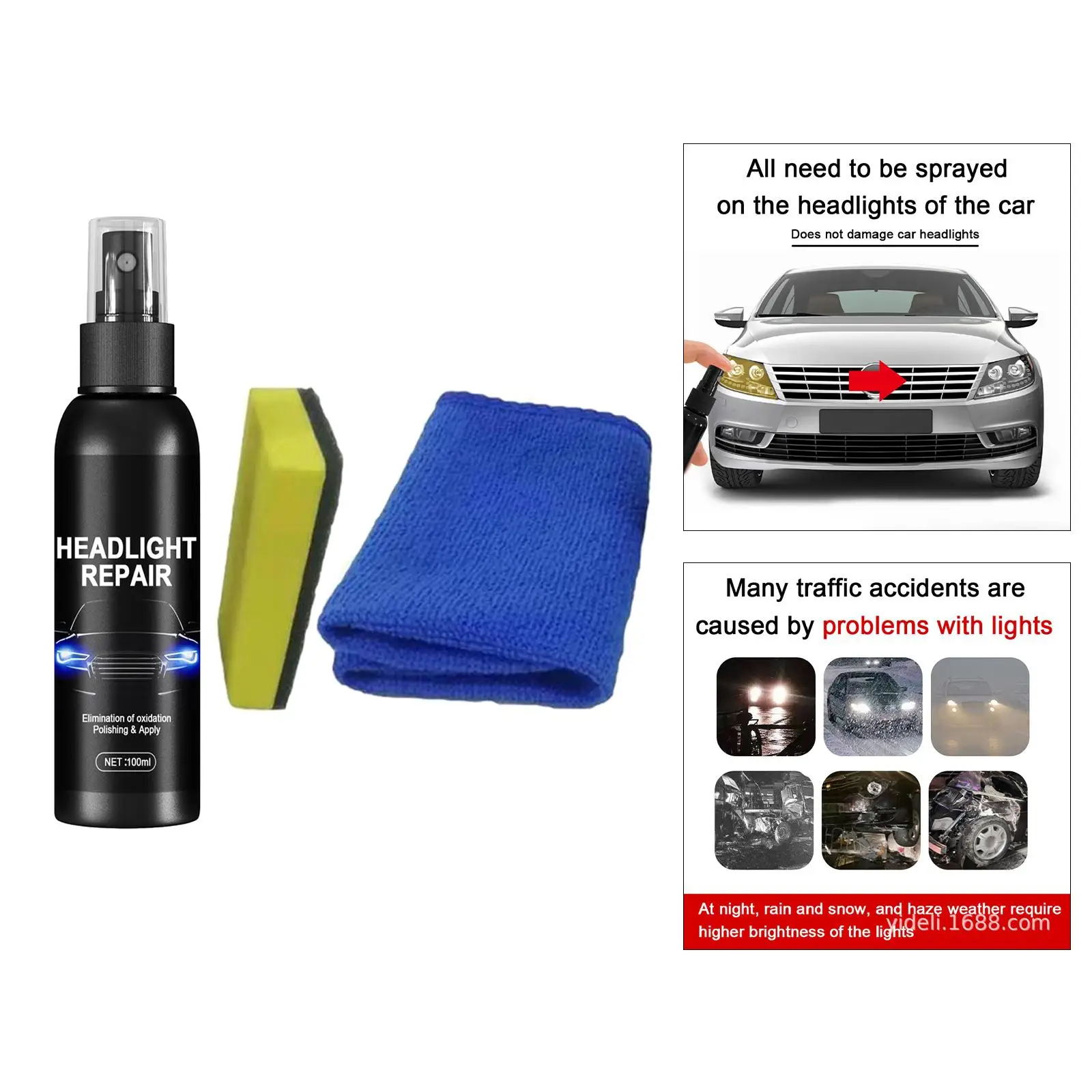 Car Headlight Lens Restoration Repair Kit Slight Scratches Renovator Blurring