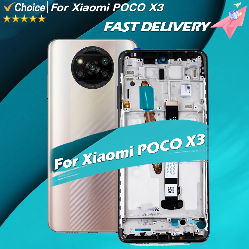 AMOLED For Xiaomi POCO X3 LCD Display Touch Screen Digitizer Assembly For POCO X3 Pro NFC LCD M2102J20SG Display Replace Parts