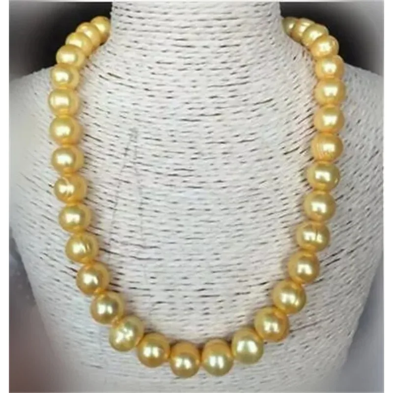 

AAA + 11-12mm True Natural South Sea Baroque Gold Women's Pearl Necklace 14k 18 20 inches Optional