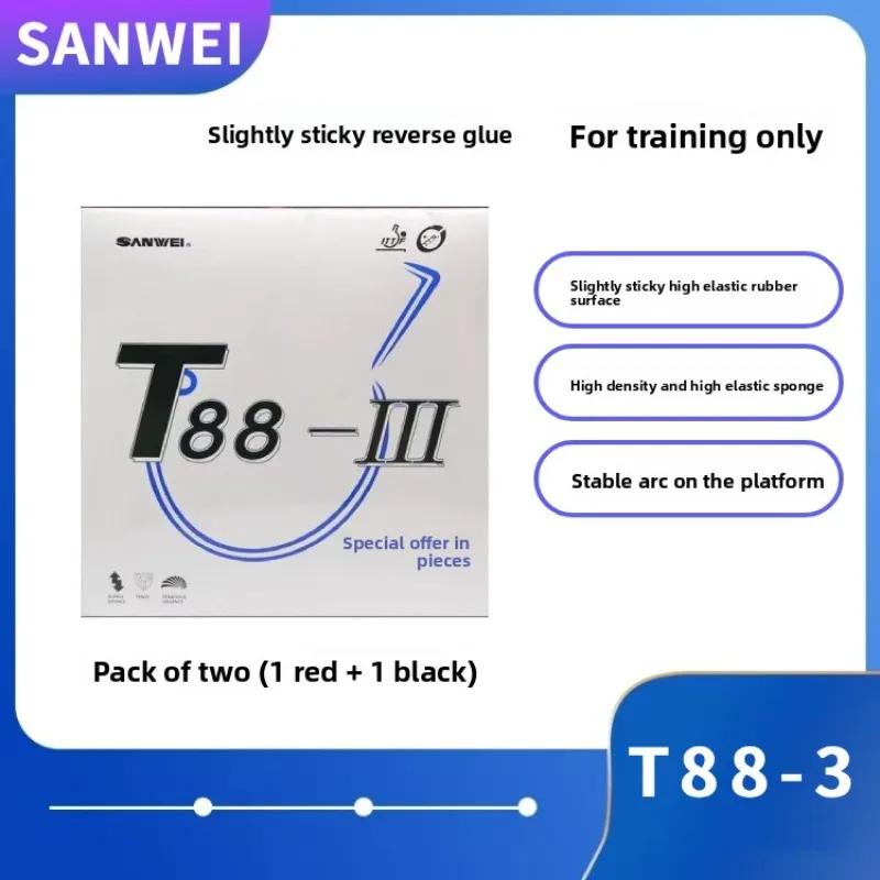 

SANWEI T88 III (T88-3) Table Tennis Rubber (Half-sticky, Loop) with Sponge Pimples