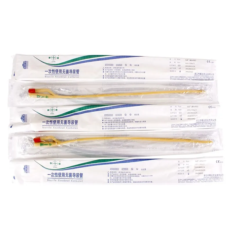 12 Pcs Latex Disposable Medical Urethral Catheters Sterilization Double Way Foley Inserted Tube Urine Catheter with Soft Valve