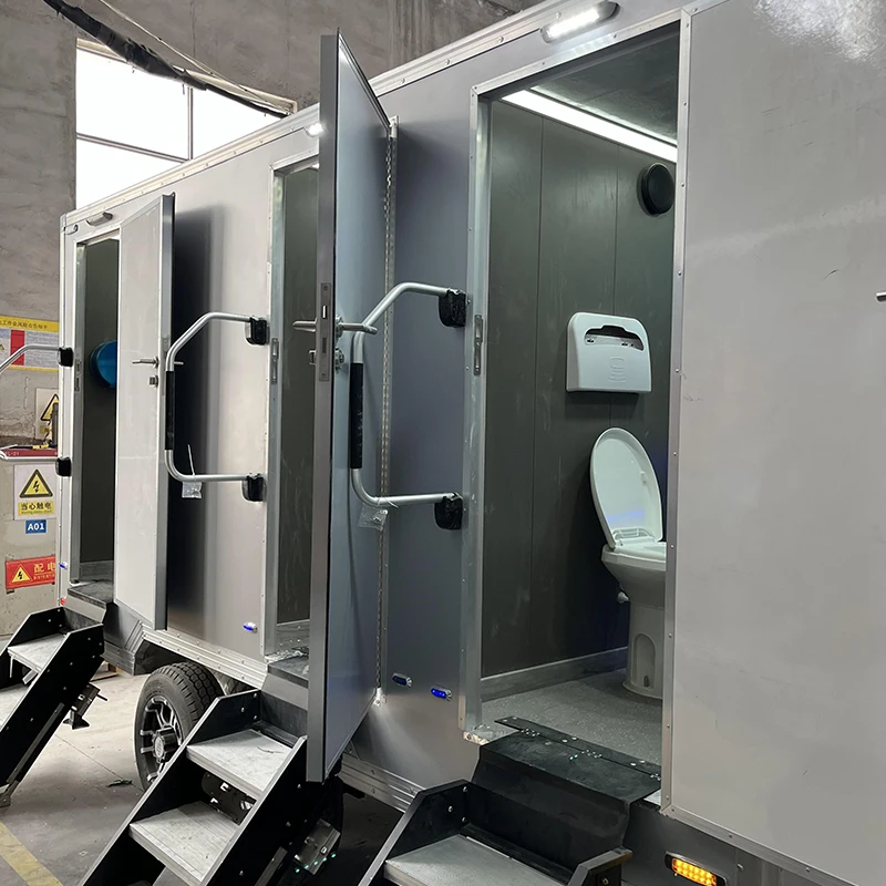 Modern Design Luxury 2 Stall Mobile Bathroom Trailer Portable Shower Room For Wedding Camping