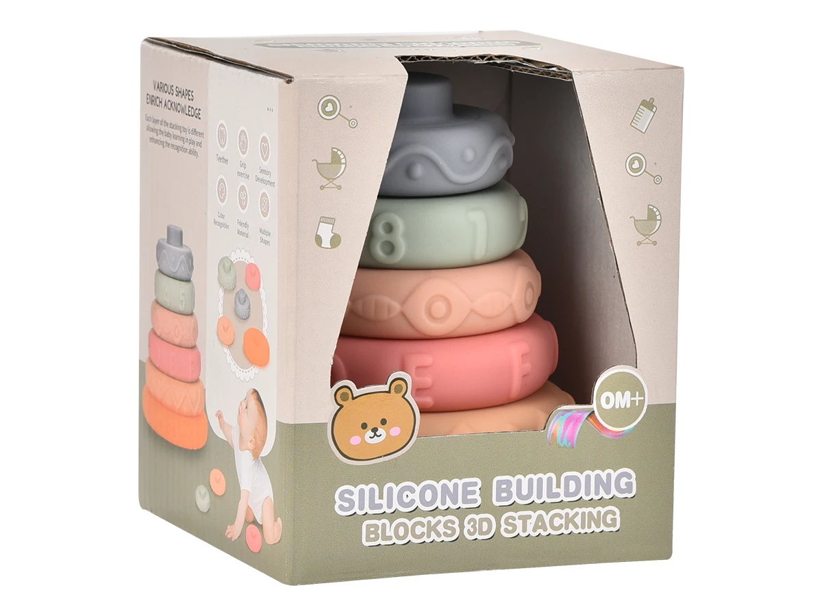 Décennie s de construction en silicone souple pour enfants, tour arc-en-ciel empilable, idéal pour améliorer Leone nitive et Motor Sk