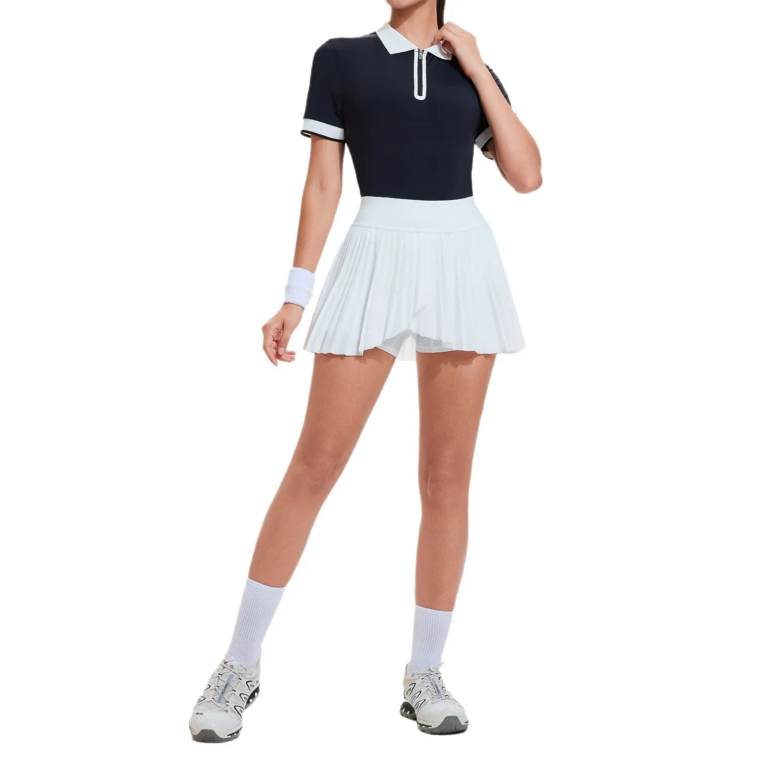 

Женская одежда для гольфа с коротким рукавом, рубашка поло для фитнеса, йоги, быстросохнущая молния, модный женский топ, спортивные теннисные костюмы для девочек