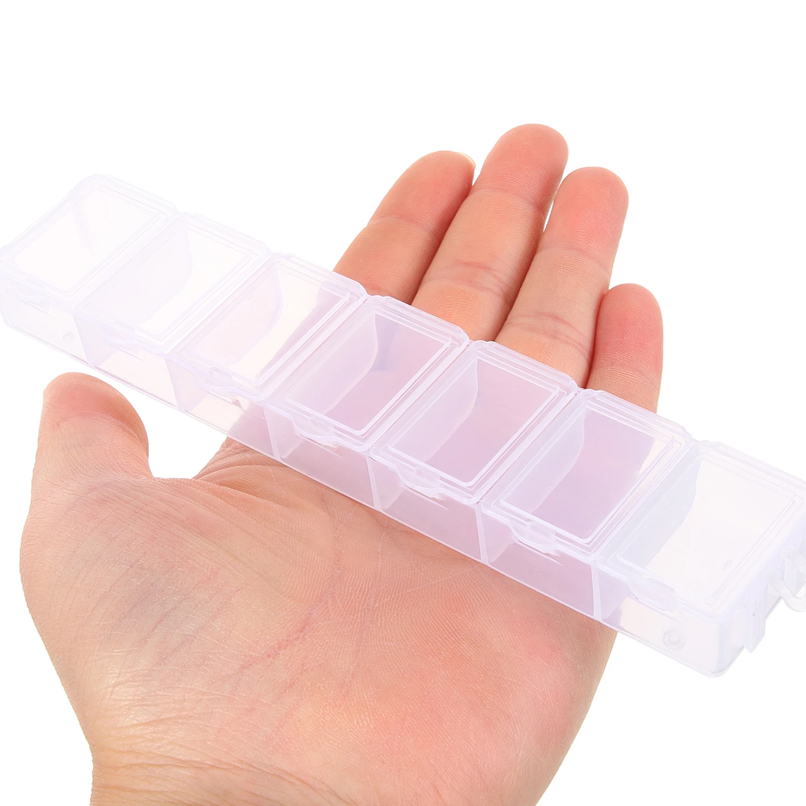 

7-grid Storage Box Transparent Bead Organizer Case with Dividers for DIY Jewelry Materials Small Plastic Box Storage Container