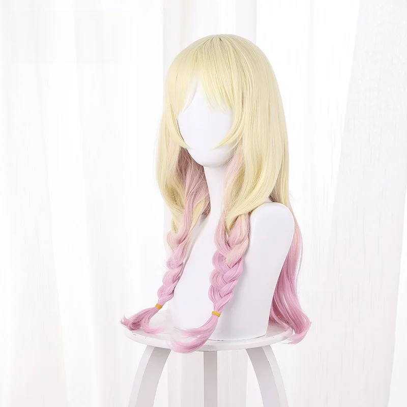 Love Live! SuperStar!! Natsumi Onitsuka Cosplay Wig Cream Yellow Gradient Pink Braided Long Curly Synthetic Heat Resistant Hair