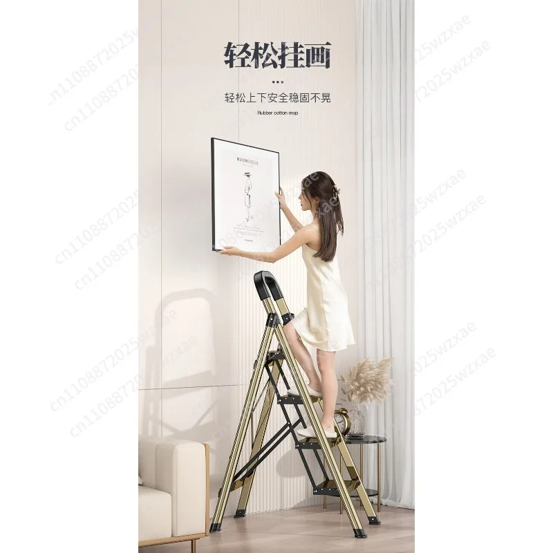 Aluminum Alloy Ladder,4‑5 Step Household Thickened Folding Multi‑Function Herringbone Ladder,Lightweight Small  Home Staircase