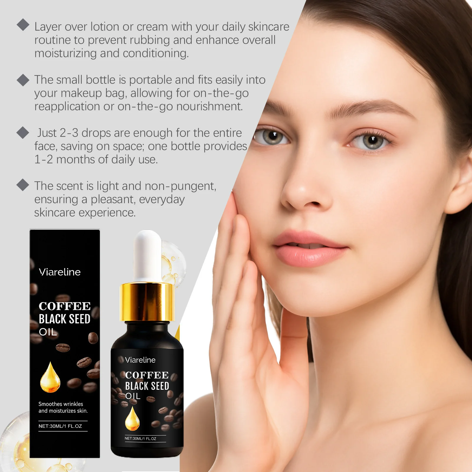 Black Seed Oil Moisturizing Serum Nourishing Fade Fine Lines Smoothing Wrinkles Repair Soothing Dryness Facial Tightening Serum