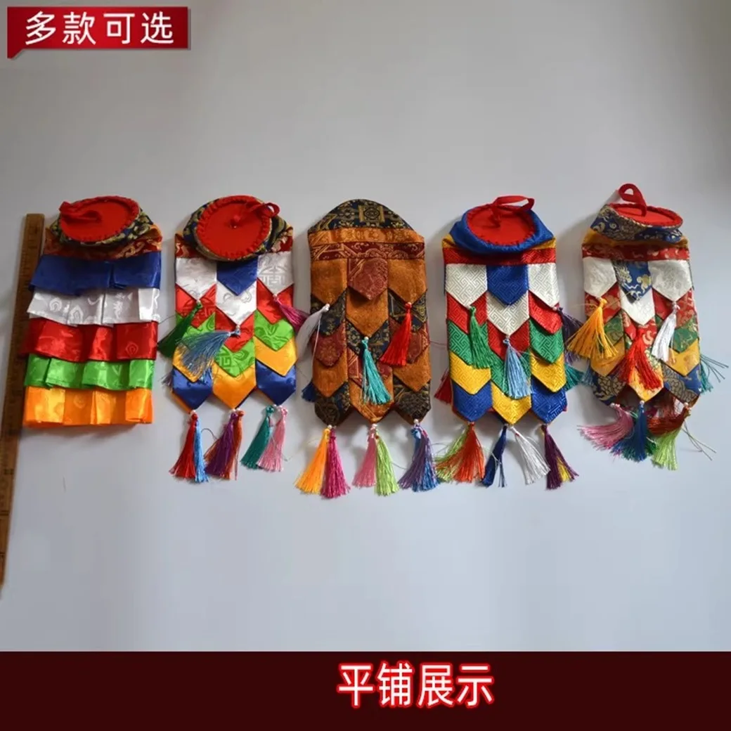 Colorful Skirt Edge Tibetan Buddhist Temple Victory Banner 30cm X 10cm Auspicious Building Flag for Decorations