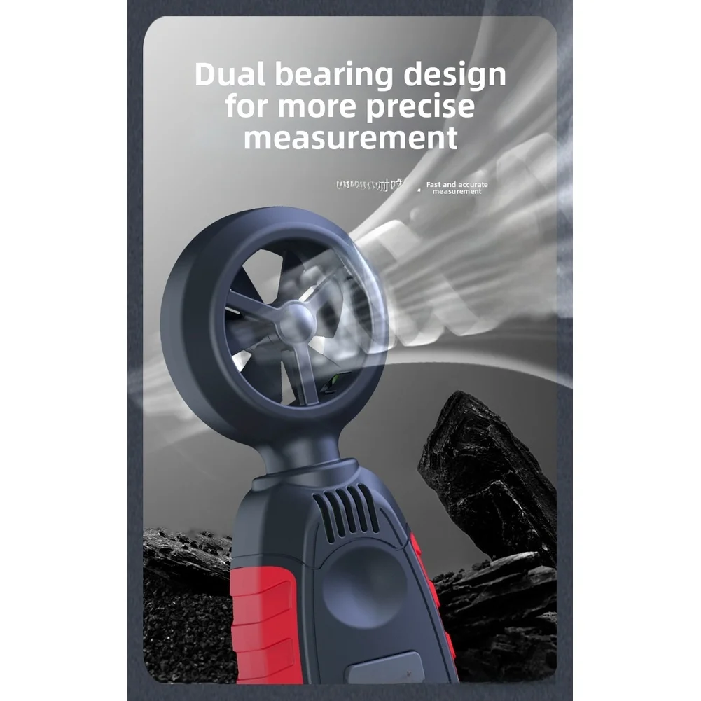 Air Flow Meter ZT-FS1 Digital Anemometer with Temperature Humidity Monitoring 0.4-30 m/s Range TPE+ABS Body LED Backlight